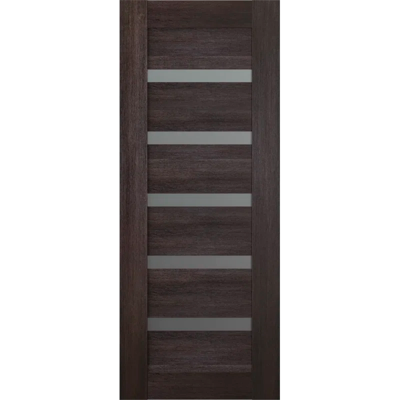 Veralinga Oak Dark Brown Solid Wood and Frosted Glass Interior Door