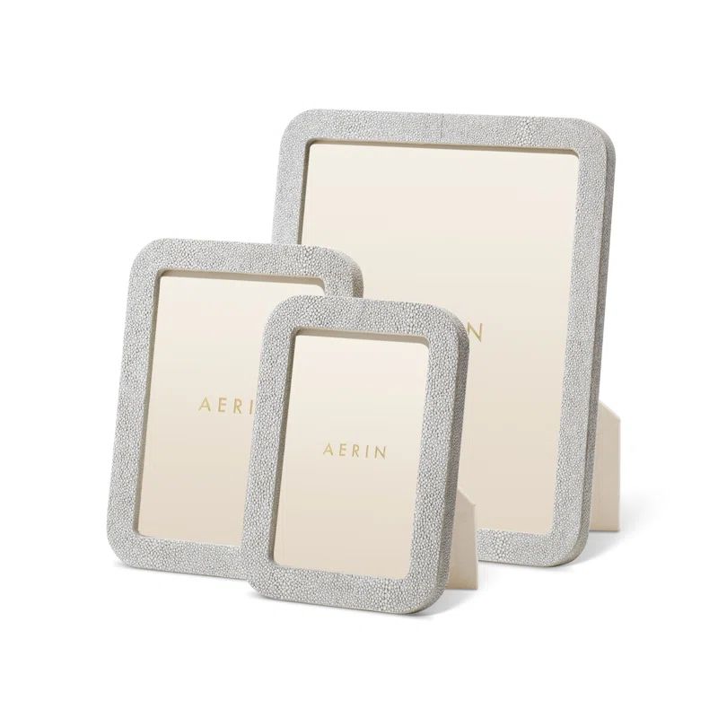 Dove Shagreen Leather 4x6 Picture Frame