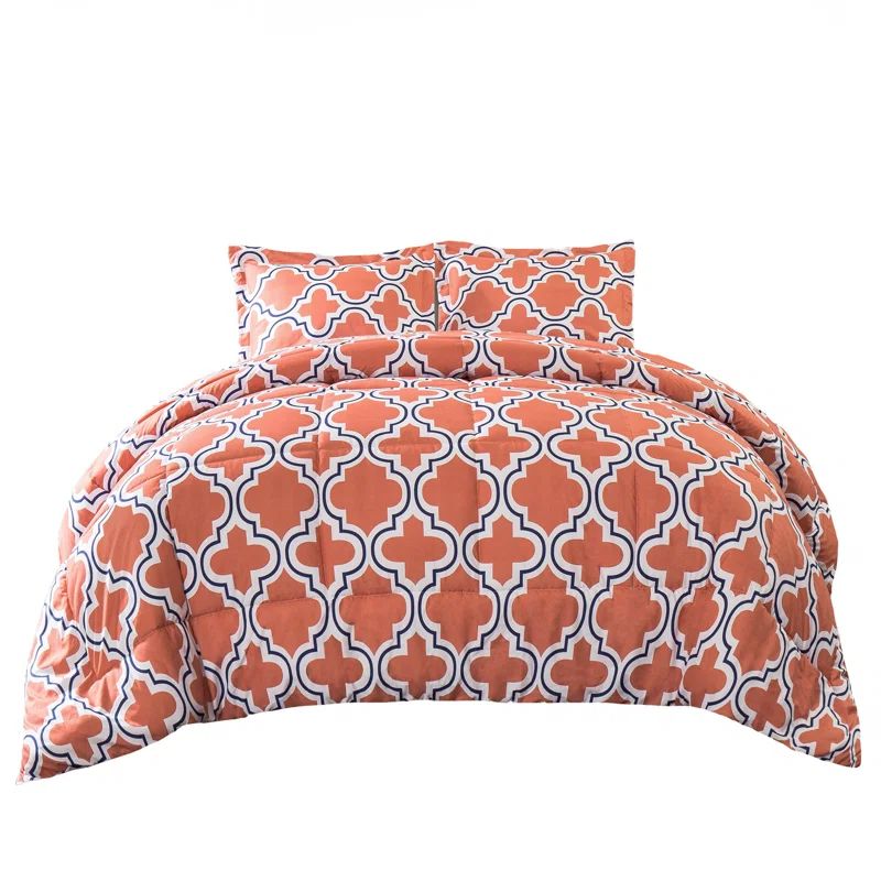 Coral Geometric Down Alternative Full Comforter Set