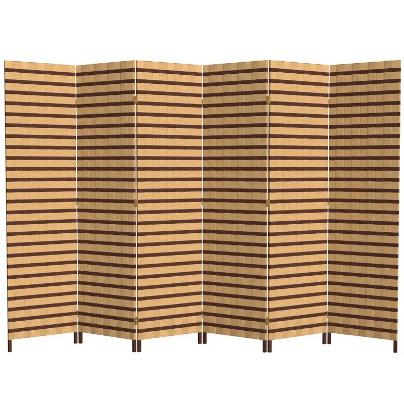 Natural Fiber Two-Tone Folding Room Divider with 6 Panels