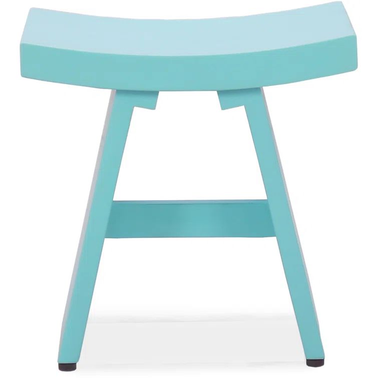 Aqua Blue Solid Wood 18" Decorative Accent Stool
