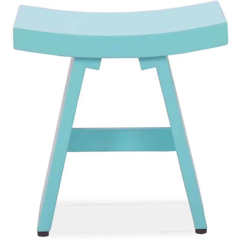 Aqua Blue Solid Wood 18" Decorative Accent Stool
