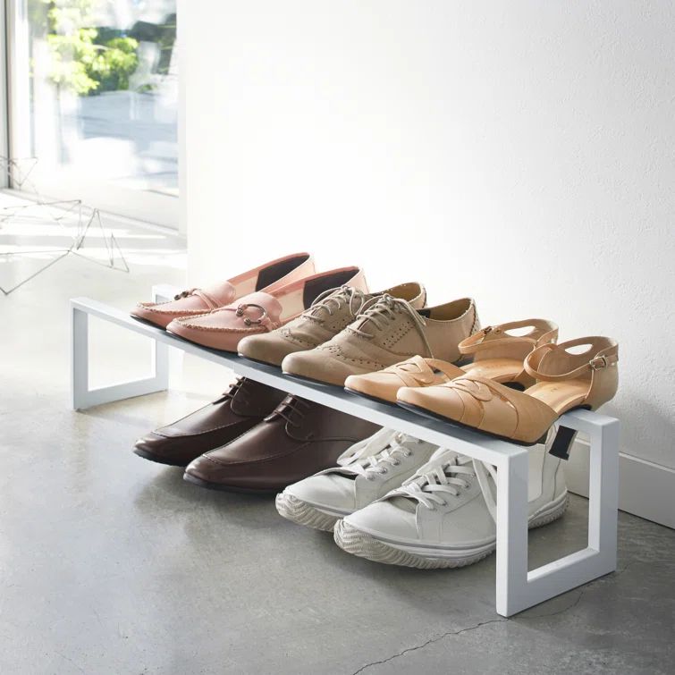 White Adjustable Stackable Metal Shoe Rack