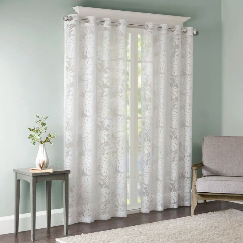 Maui White Sheer Grommet Top Window Drapes