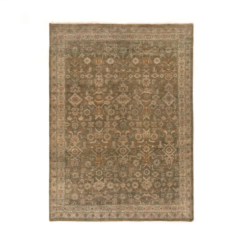 Handmade Brown and Beige Wool Oriental 8' x 10' Rug
