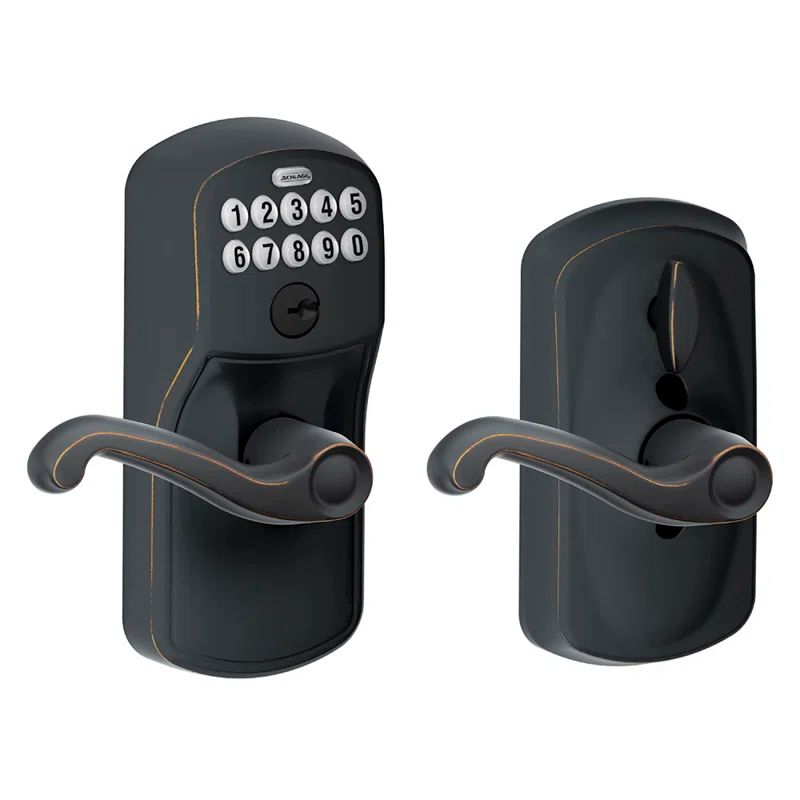 Aged Bronze Keypad Entry Lever with Flair Design