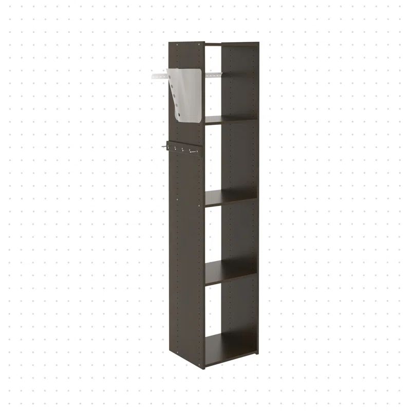Truffle Finished Solid Wood Wall-Mount Utility Closet Tower with Adjustable Shelves