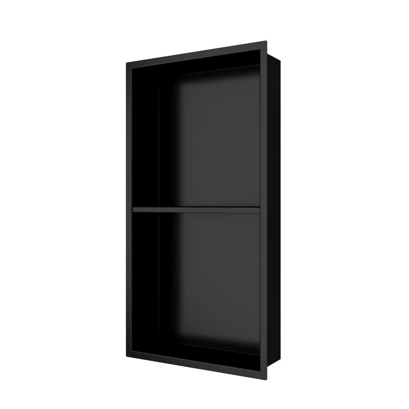Matte Black Stainless Steel Double Shelf Recessed Shower Niche