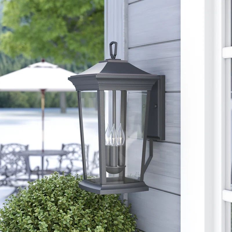 Bromley Museum Black 3-Light Outdoor Wall Lantern with Clear Glass