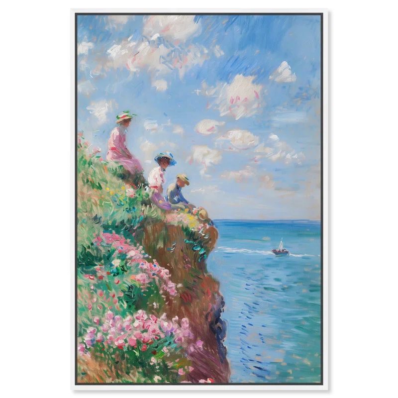 Vincent Van Gogh Inspired Coastal Canvas Art with White Frame, 21" x 31"