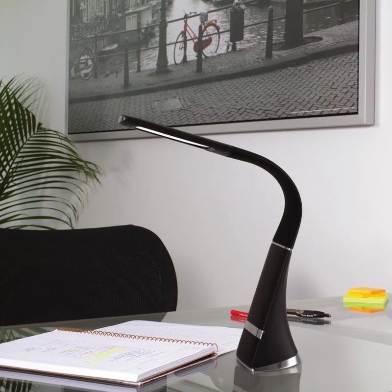Black and Chrome Adjustable LED Desk Lamp with Touch Sensor