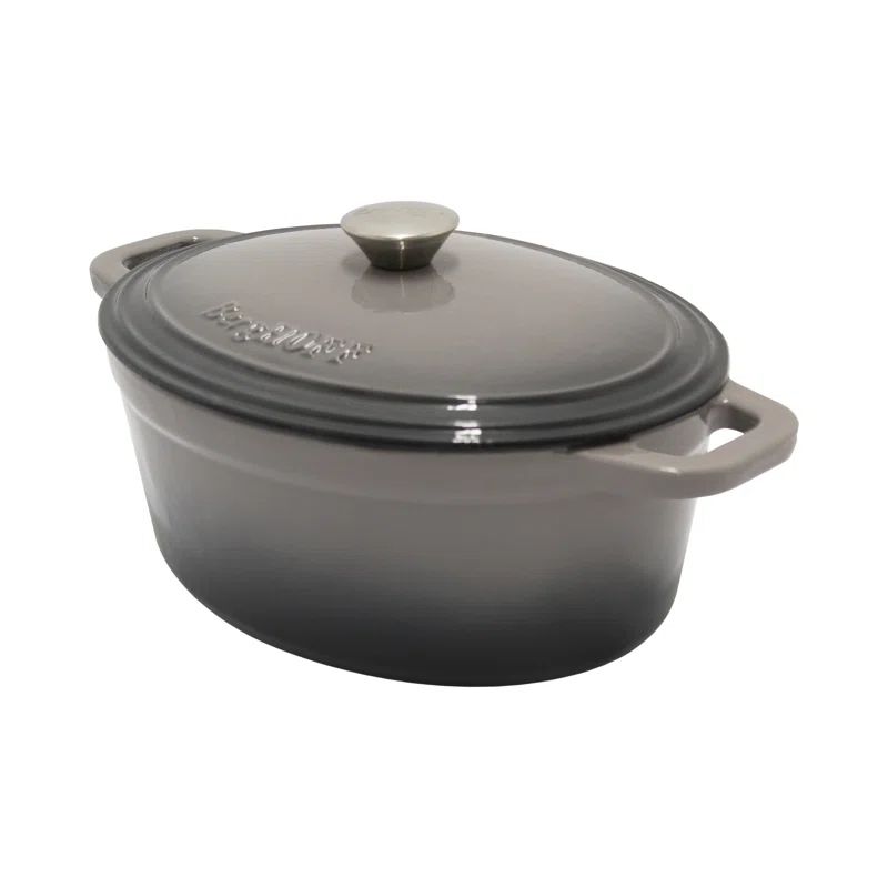 Oyster Gray Enameled Cast Iron Oval Dutch Oven, 5 Qt
