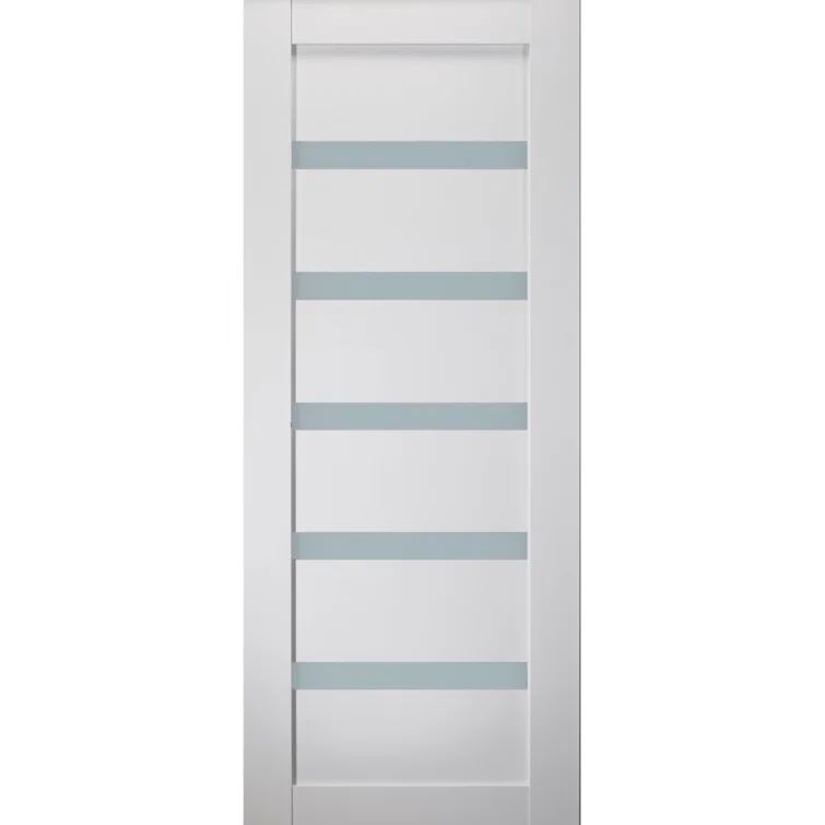 Snow White Frosted Glass and Composite Wood Interior Door Slab