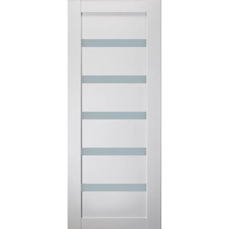 Snow White Frosted Glass and Composite Wood Interior Door Slab