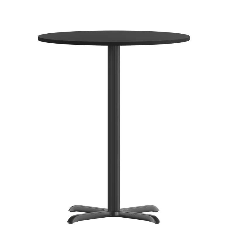 Black Round Laminate Bar Height Table with Metal Base