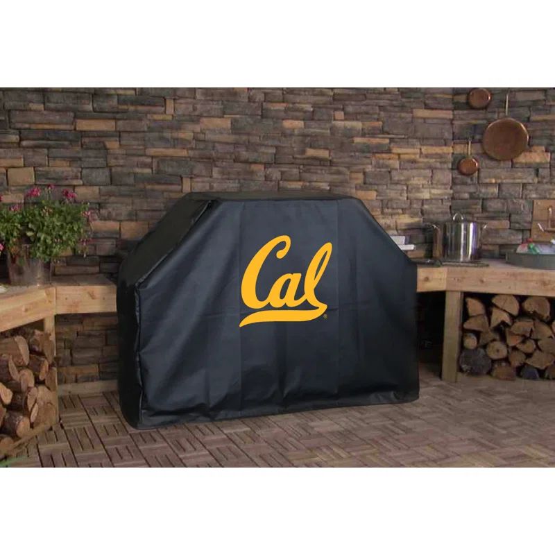 60 Inch Black Vinyl Grill Cover with California Golden Bears Logo