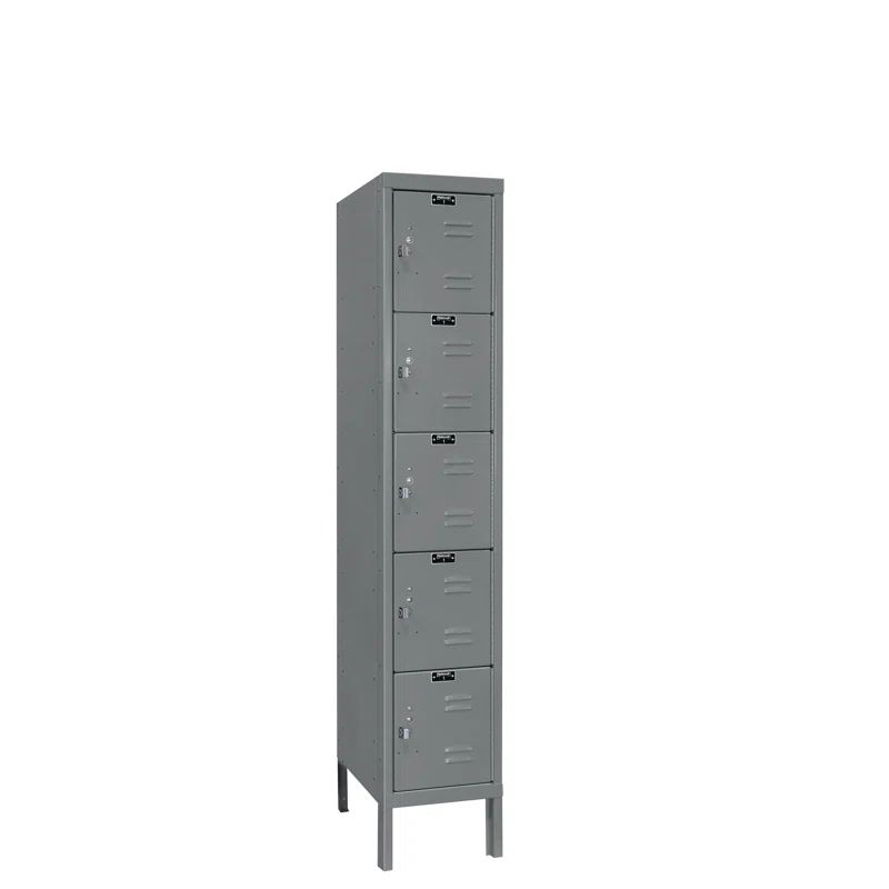 Dark Gray 5-Tier Metal Locker with Louvered Doors