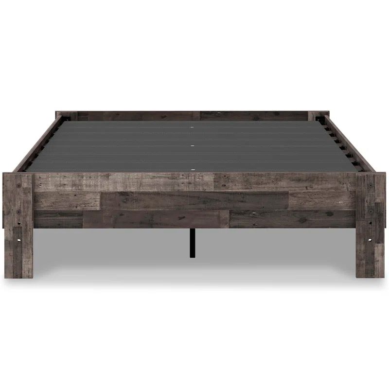 Neilsville Rustic Gray Full Wood Platform Bed with Headboard