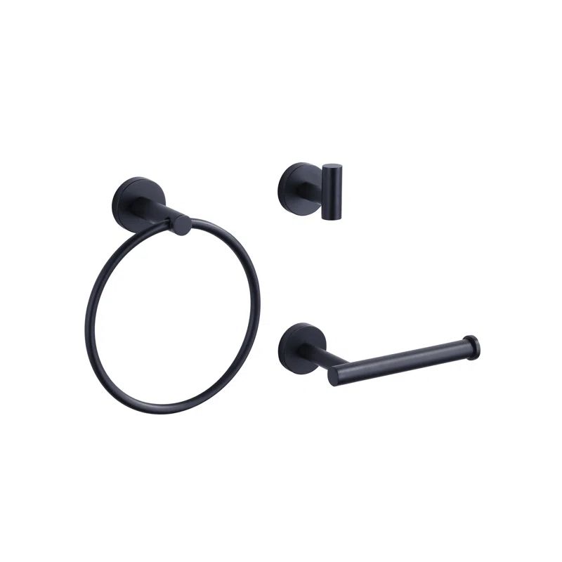 Matte Black 3-Piece Metal Bathroom Hardware Set