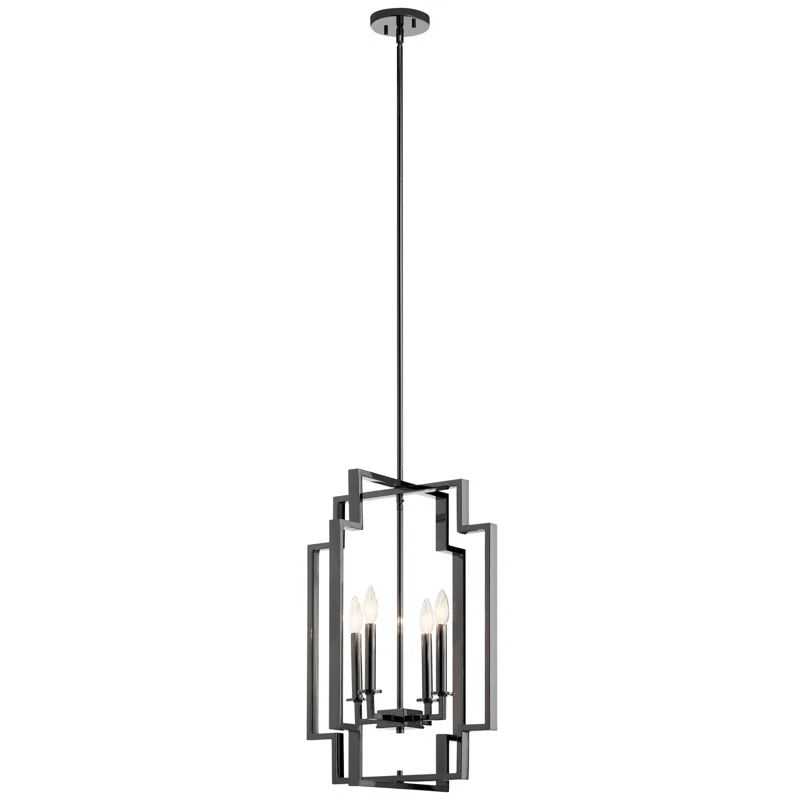 Midnight Chrome 4-Light Mini Chandelier with Curved Candle Design