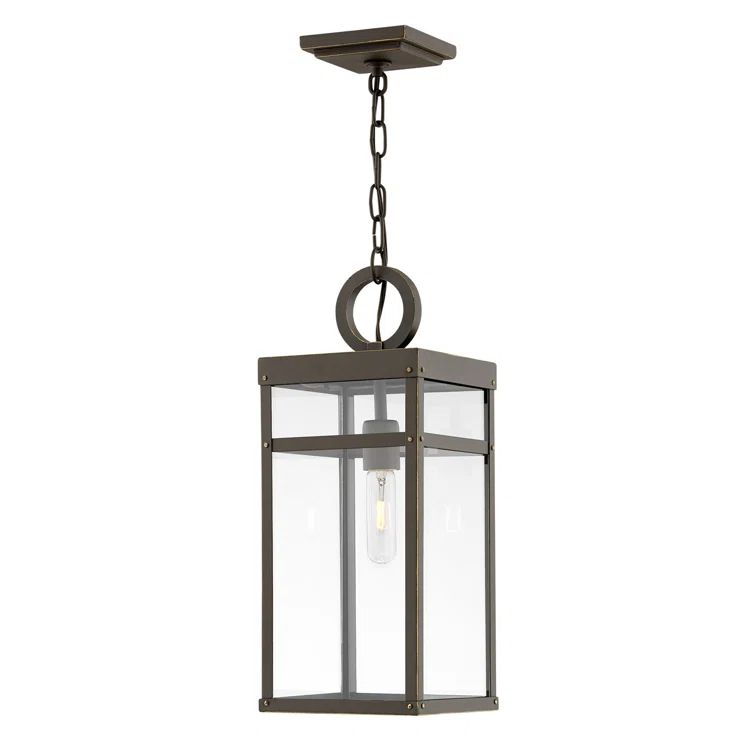 Oil Rubbed Bronze Outdoor Hanging Lantern with Clear Glass