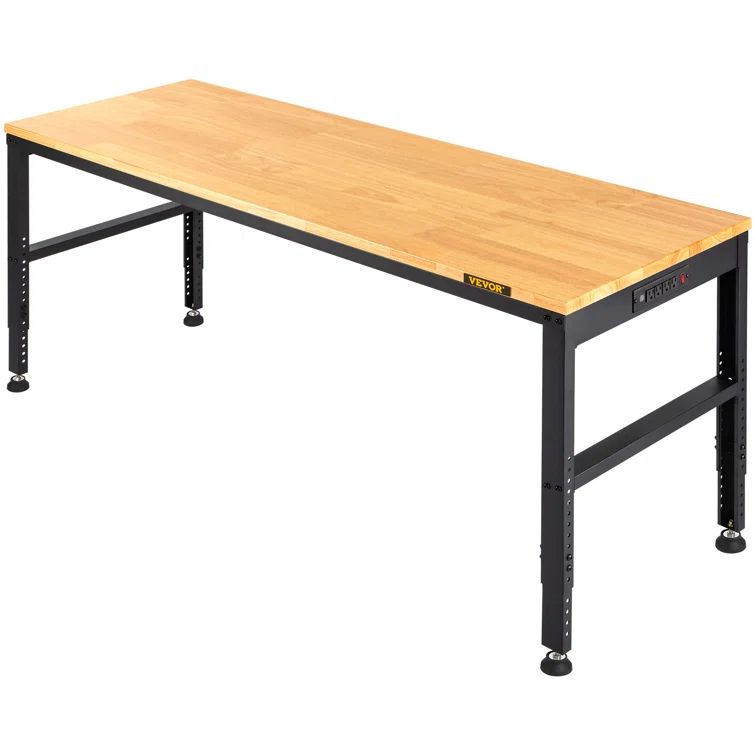 48'' Adjustable Height Oak and Steel Workbench