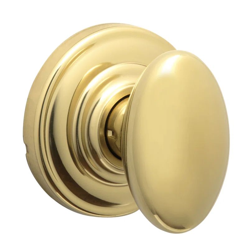 Bright Brass Passage Door Knob with Decorative Rose