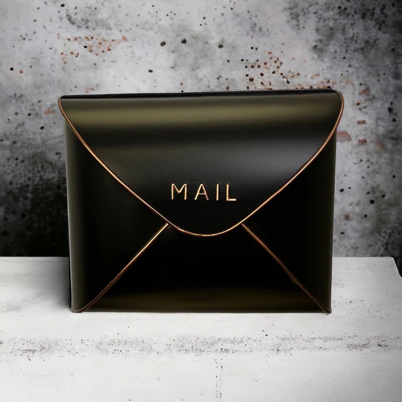 Black and Copper Steel Envelope Wall Mount Mailbox