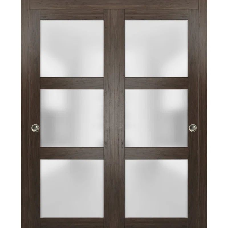 Chocolate Ash 72" x 96" Frosted Glass Sliding Closet Doors