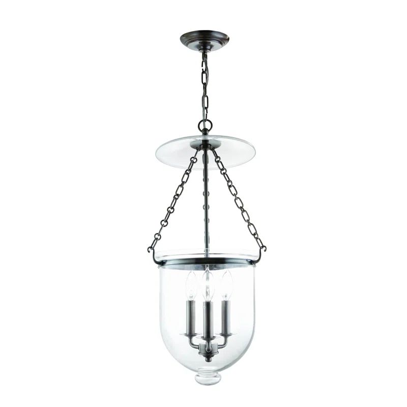 Hampton Brushed Nickel Glass Jar Pendant Light