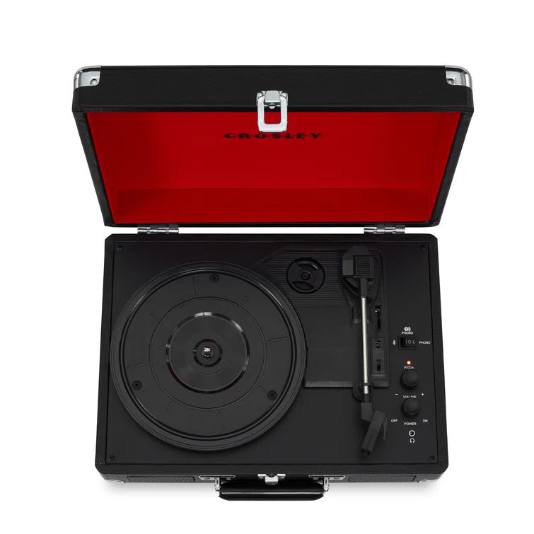 Black Portable Vintage Style Bluetooth Vinyl Record Player