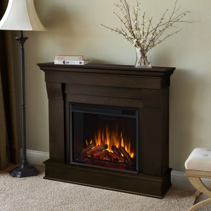 Dark Walnut Free-standing Electric Fireplace with Mantel