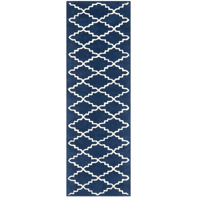 Chatham 60" x 27.6" Dark Blue/Ivory Hand-Tufted Wool Rug