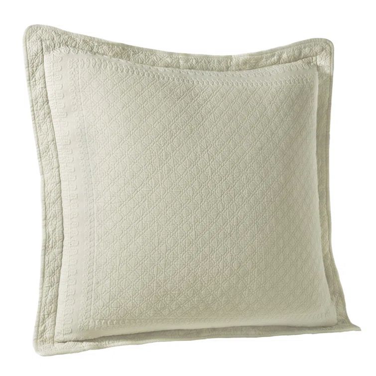 Ivory Cotton Matelasse King Sham with Decorative Flange