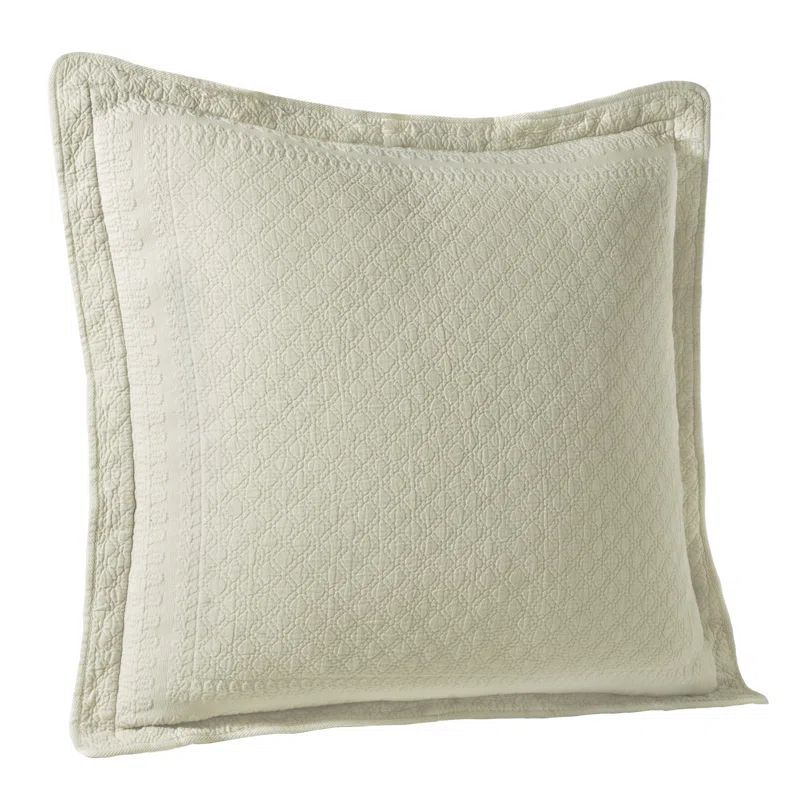 Ivory Cotton King Matelasse Sham with Decorative Flange