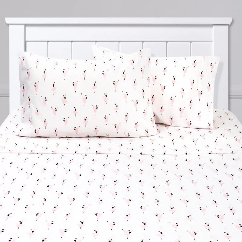 Twin Black and Pink Microfiber Kids' Ballerina Sheet Set