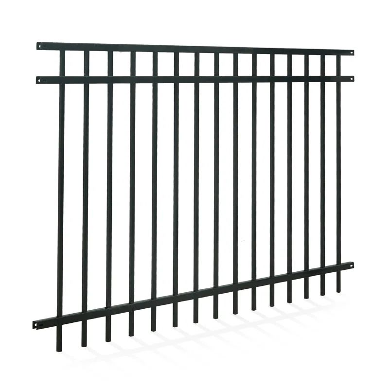Black Heavy Duty Flat Top Metal Fence Panel, 4 ft. x 6 ft.