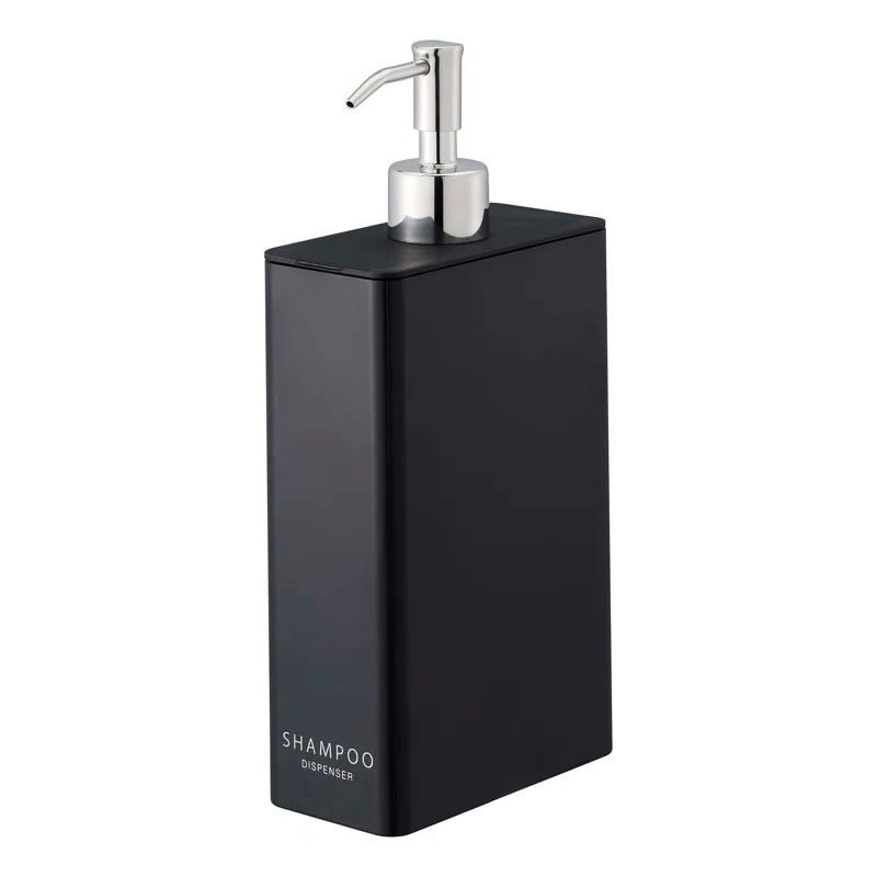 Black Rectangular ABS Plastic Shampoo Dispenser with Stainless Steel Pump