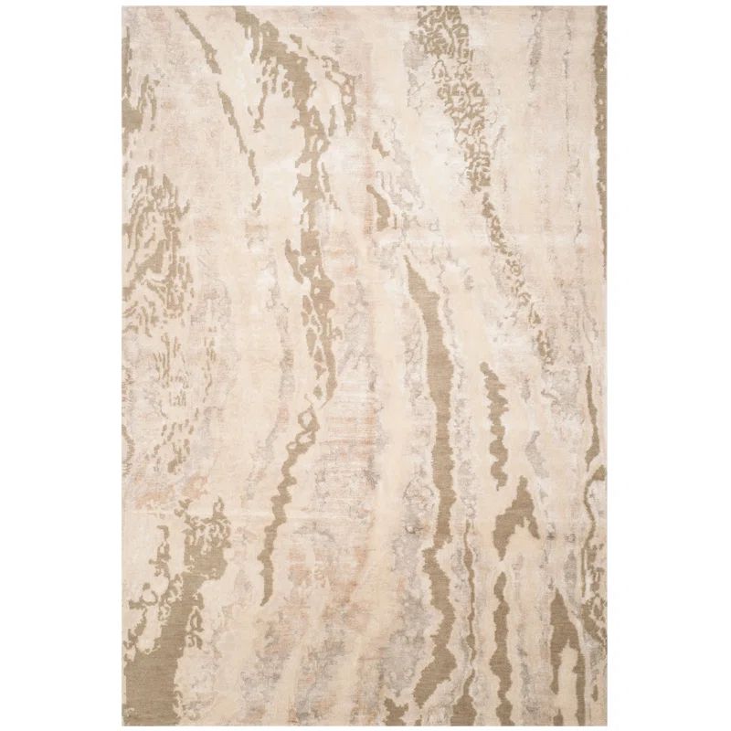 Ivory Hand-knotted Wool and Silk 10' x 14' Area Rug