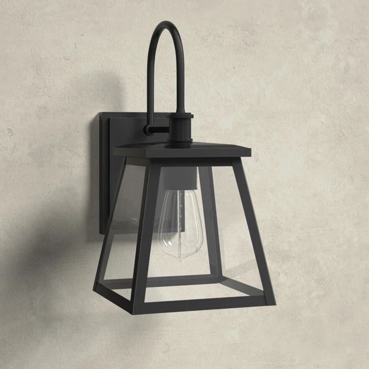 Belmore Modern Industrial Black Outdoor Wall Lantern with Clear Glass