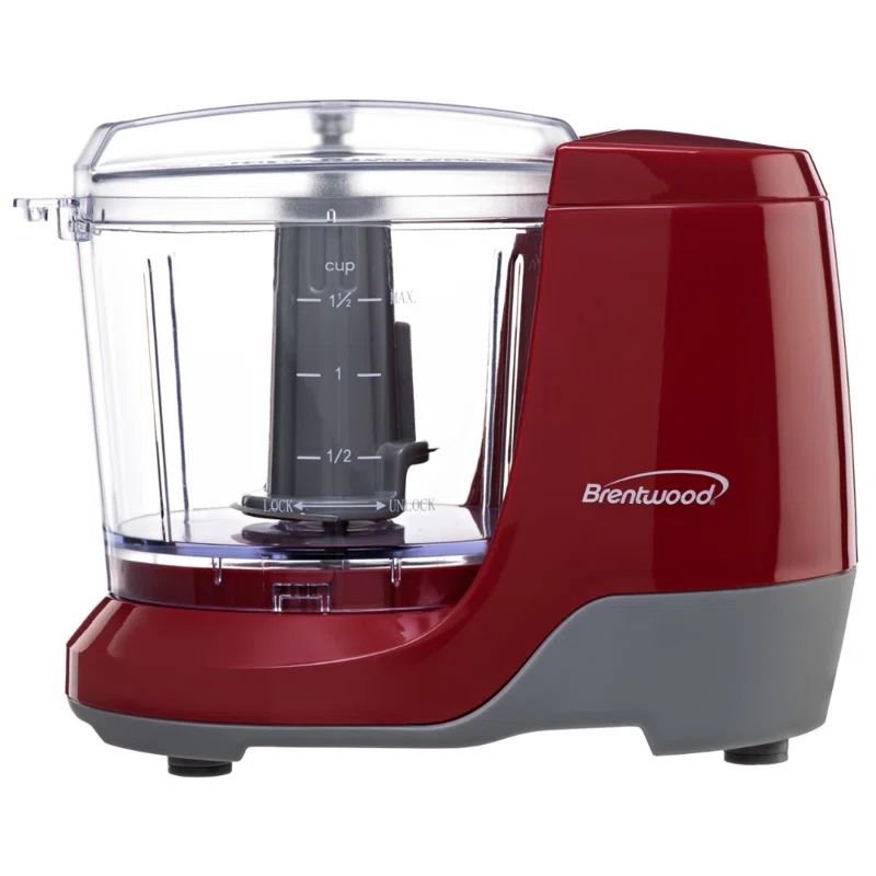 Brentwood Red 1.5 Cup Mini Food Chopper with Stainless Steel Blade