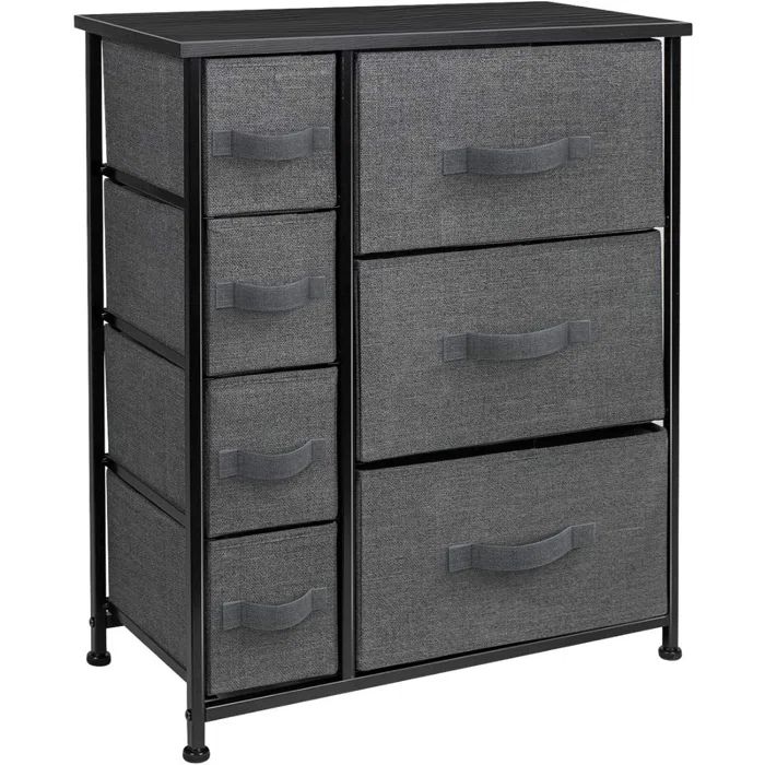 Sorbus Black Nursery Dresser with 7 Extra Deep Drawers