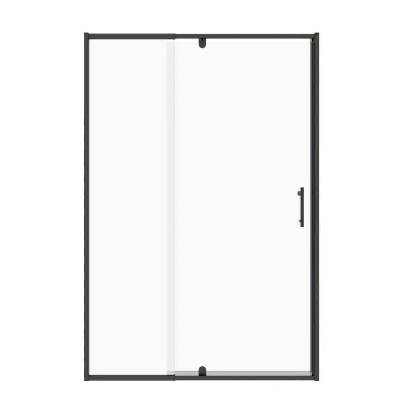 Black Framed Pivot Shower Door with Clear Glass
