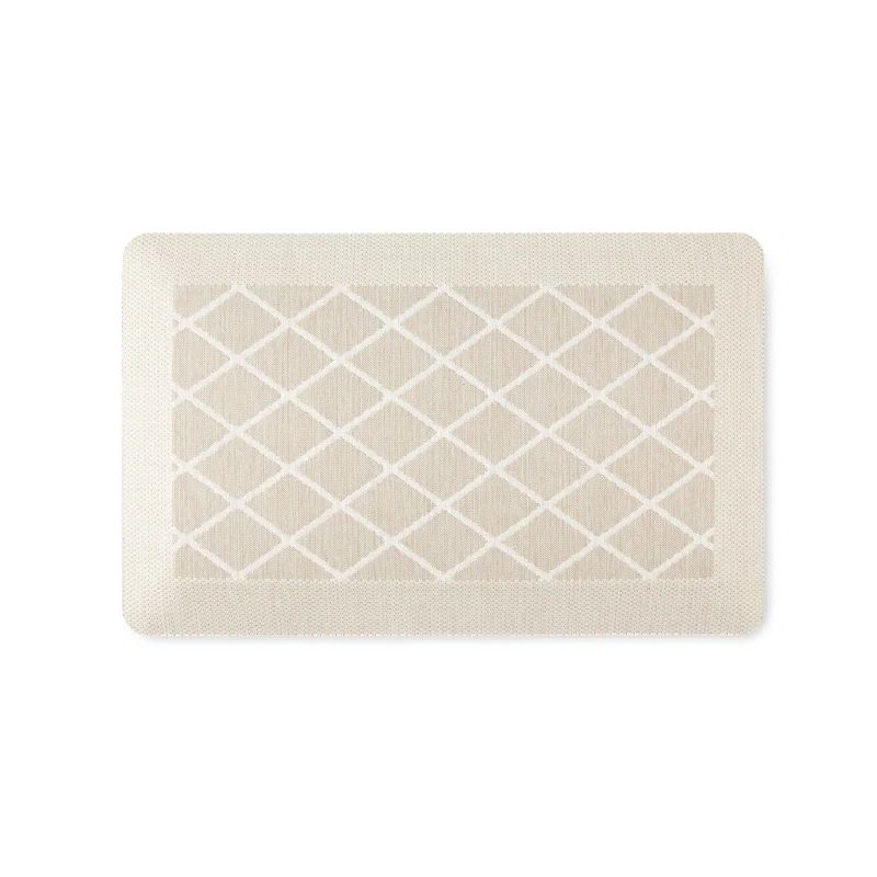 Beige Diamond Pattern Anti-Fatigue Kitchen Mat 19.6" x 32"