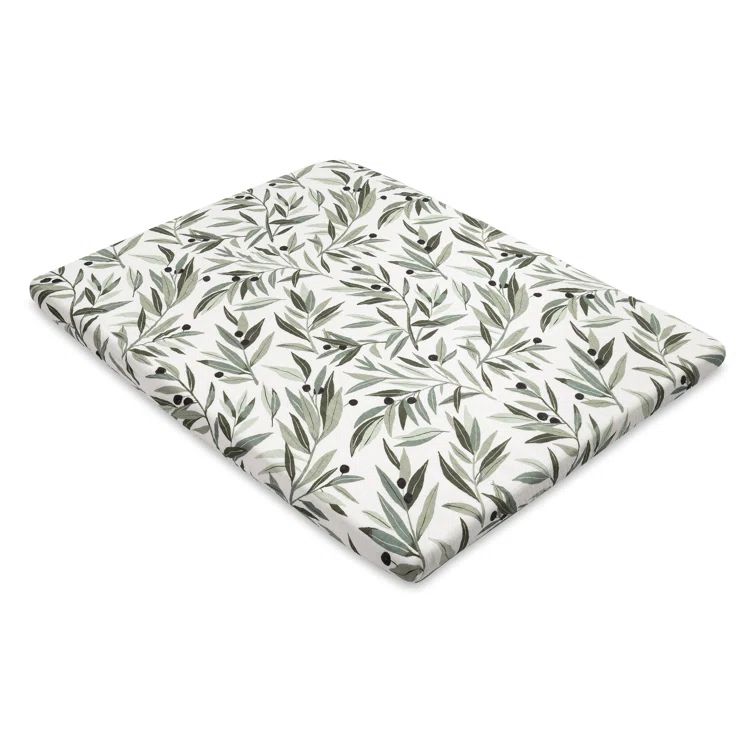 Organic Cotton Baby Girls' Olive Branches Print Crib Sheet