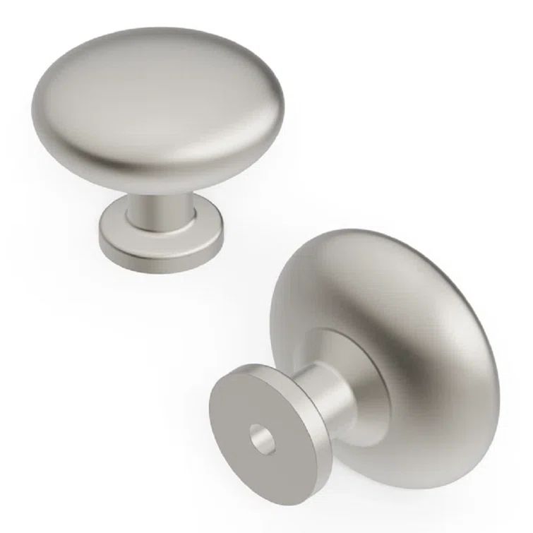 Satin Nickel Round Cabinet Knob with Mounting Hardware