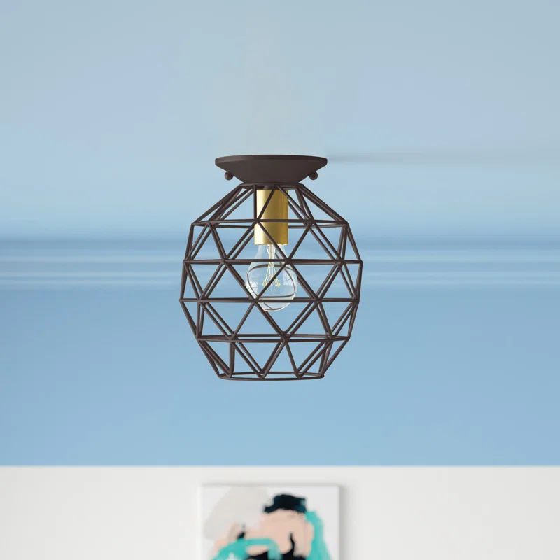 Geometrix Bronze Hand-Welded Glass LED Flush Mount