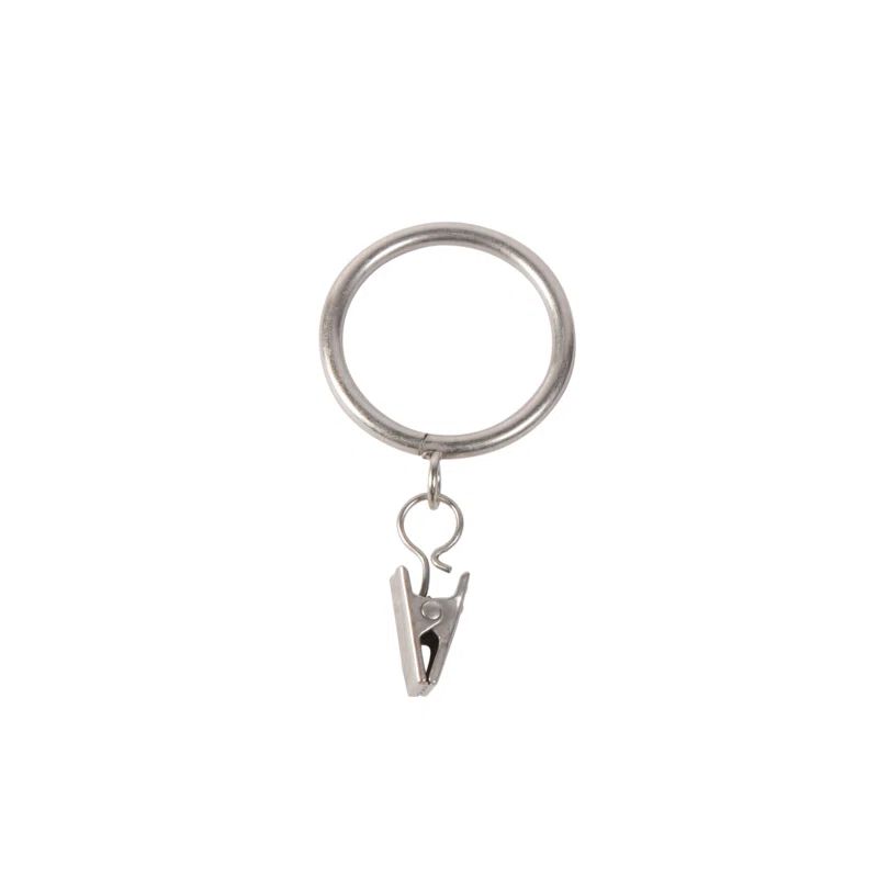 Satin Nickel Adjustable Clip Rings for 1" Curtain Rods
