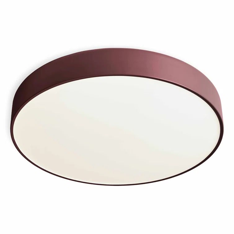 Oxblood Metal LED Flush Mount Ceiling Light, 20" Diameter