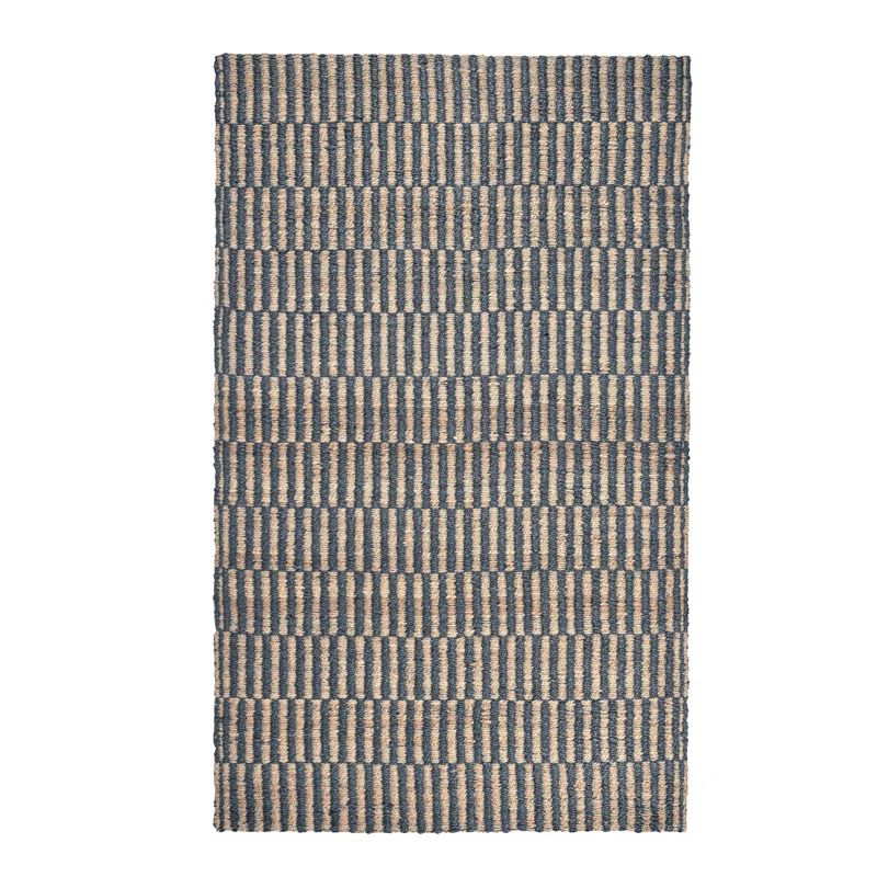 Handmade Blue and Natural Rectangular Jute Area Rug